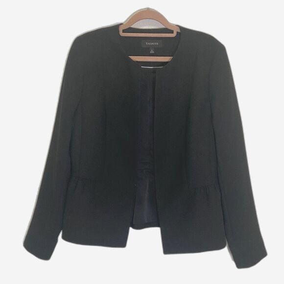 Talbots - Open Front Peplum Black Blazer Jacket - Women's size 6 - Picture 1 of 6